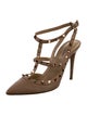 Valentino Rockstud Accents Leather T-Strap Pumps