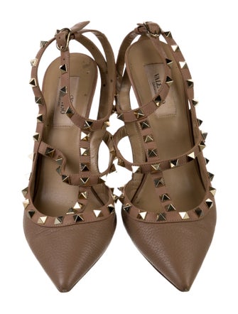 Valentino Rockstud Accents Leather T-Strap Pumps
