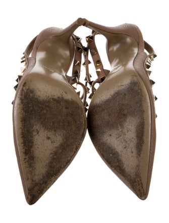 Valentino Rockstud Accents Leather T-Strap Pumps