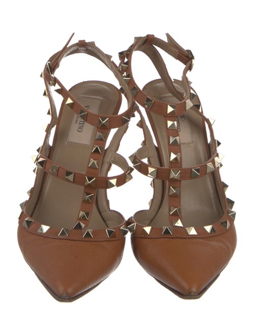 Valentino Rockstud Accents Leather T-Strap Pumps