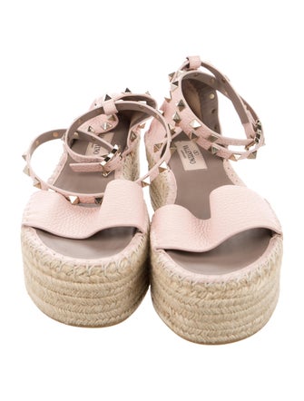 Valentino Rockstud Accents Leather Espadrilles