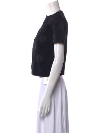 Valentino Printed Crew Neck Crop Top