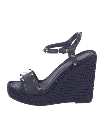 Valentino Rockstud Accents Leather Espadrilles