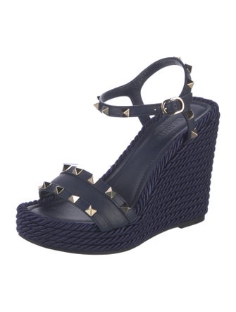 Valentino Rockstud Accents Leather Espadrilles