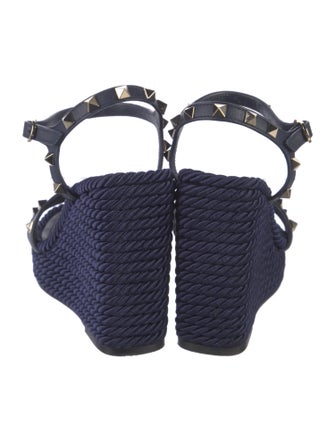 Valentino Rockstud Accents Leather Espadrilles