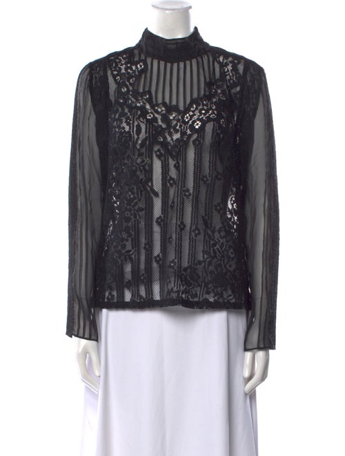 Valentino Lace Mock Neck Blouse