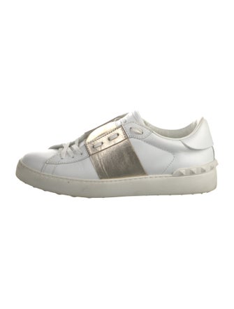 Valentino Leather Colorblock Pattern Sneakers