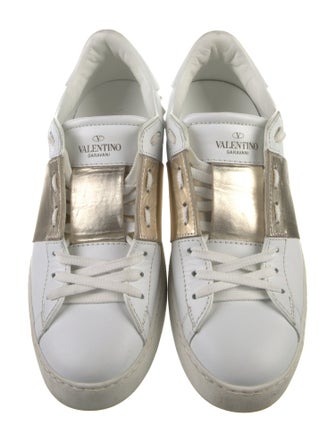 Valentino Leather Colorblock Pattern Sneakers