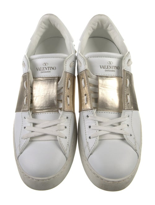 Valentino Leather Colorblock Pattern Sneakers
