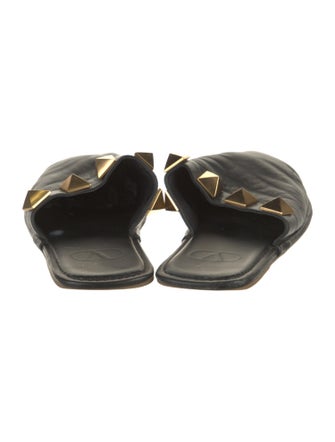 Valentino Rockstud Accents Leather Slides