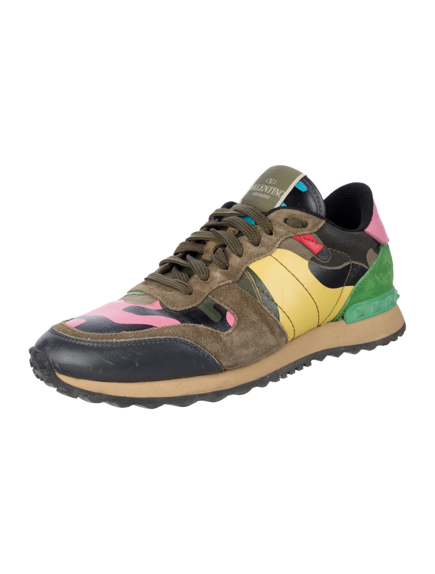 Valentino Rockstud Accents Leather Athletic Sneakers