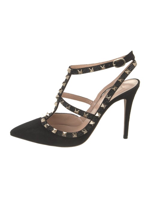 Valentino Rockstud Accents Suede Slingback Pumps