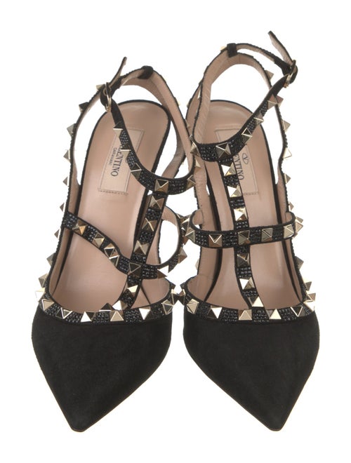 Valentino Rockstud Accents Suede Slingback Pumps