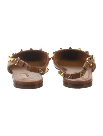 Valentino Rockstud Accents Raffia Slingback Flats