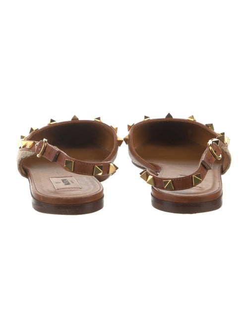 Valentino Rockstud Accents Raffia Slingback Flats