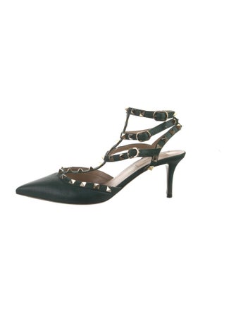 Valentino Rockstud Accents Leather Slingback Pumps