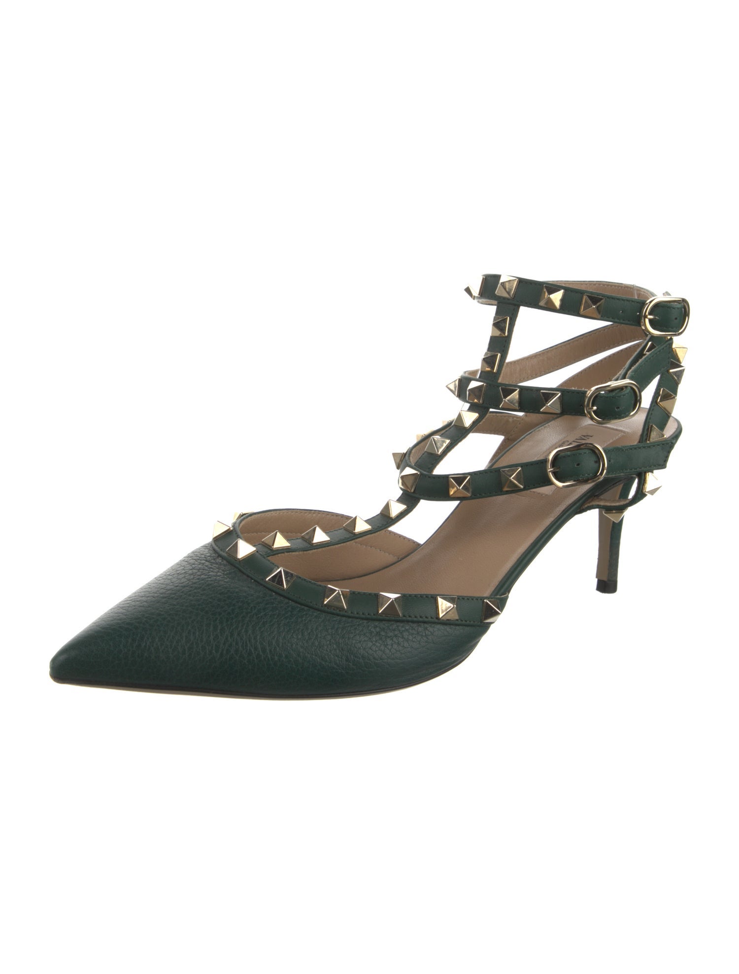Valentino Rockstud Accents Leather Slingback Pumps