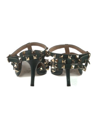 Valentino Rockstud Accents Leather Slingback Pumps