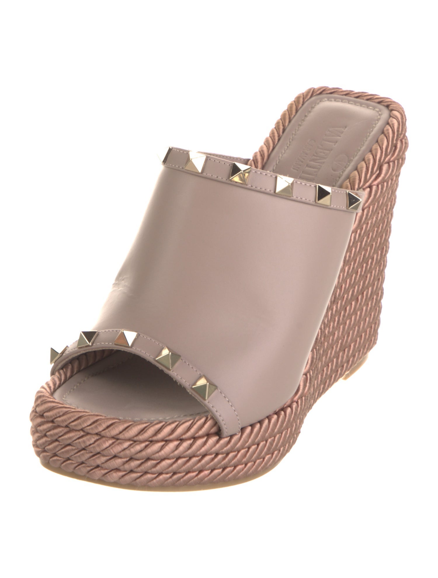 Valentino Rockstud Accents Leather Espadrilles