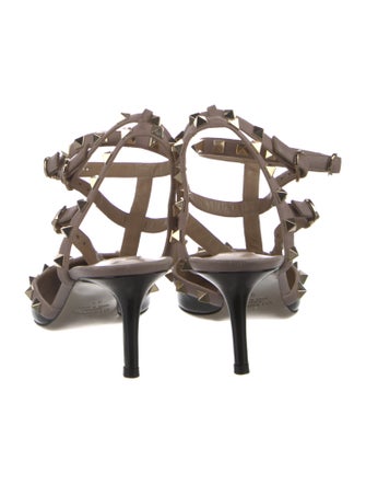 Valentino Rockstud Accents Patent Leather T-Strap Pumps