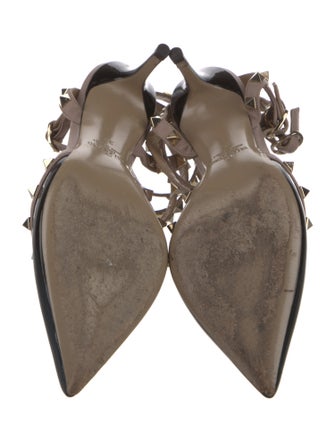 Valentino Rockstud Accents Patent Leather T-Strap Pumps