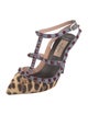 Valentino Rockstud Accents Ponyhair T-Strap Pumps