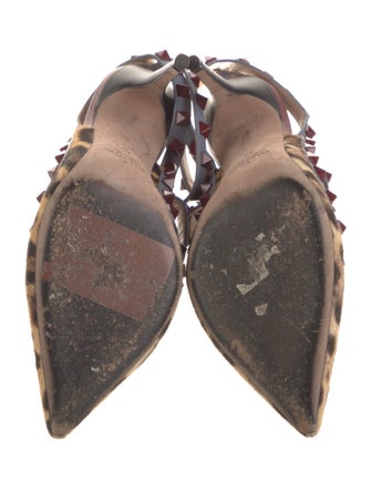 Valentino Rockstud Accents Ponyhair T-Strap Pumps