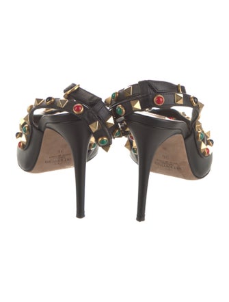 Valentino Rockstud Accents Leather T-Strap Pumps
