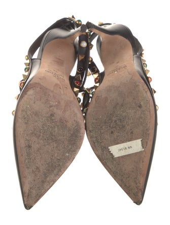 Valentino Rockstud Accents Leather T-Strap Pumps