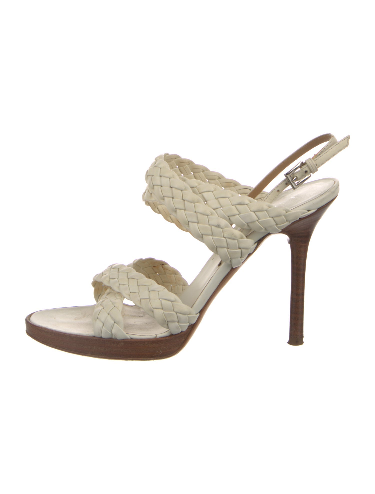 Valentino Leather Braided Accents Slingback Sandals