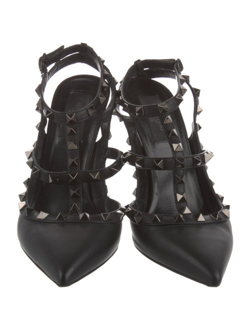 Valentino Rockstud Accents Leather Slingback Pumps