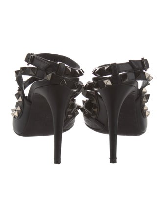 Valentino Rockstud Accents Leather Slingback Pumps