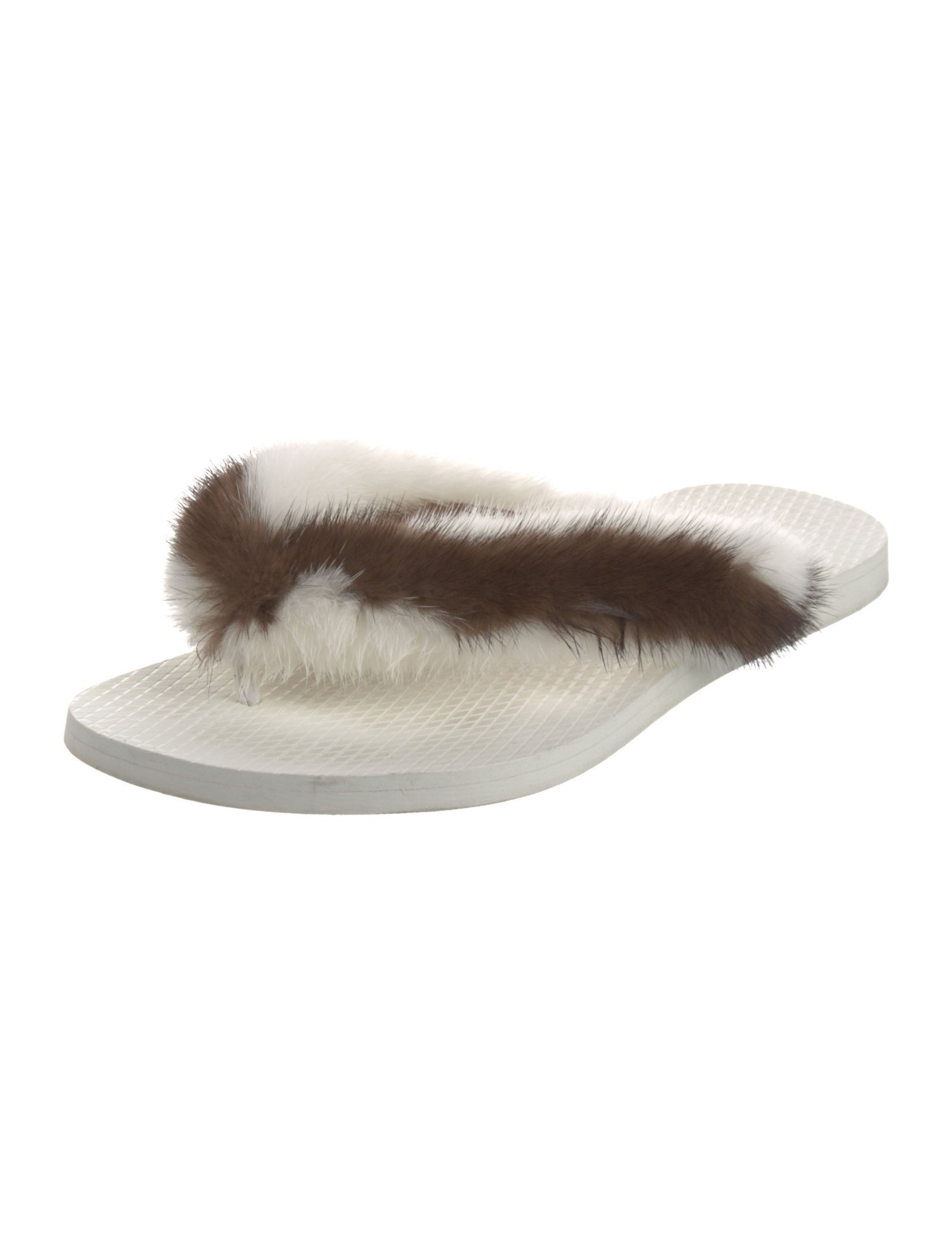 Valentino Fur Colorblock Pattern Slides
