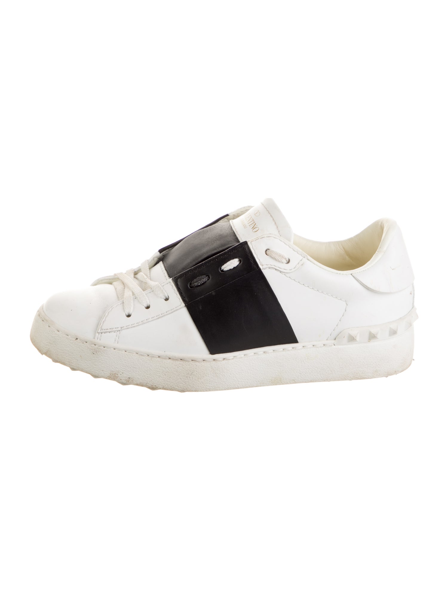 Valentino Rockstud Accents Leather Sneakers