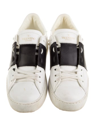 Valentino Rockstud Accents Leather Sneakers