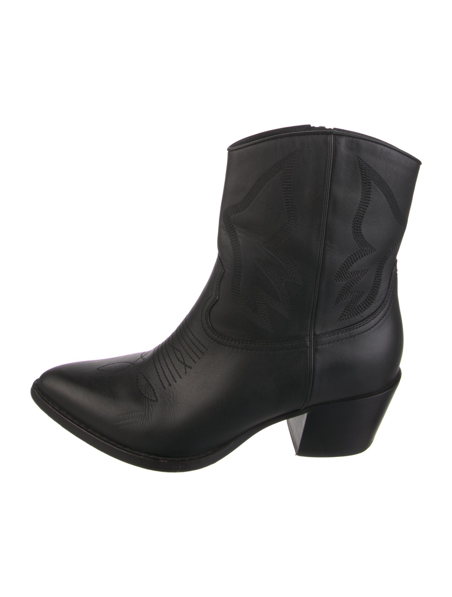 Valentino Leather Embroidered Accent Western Boots