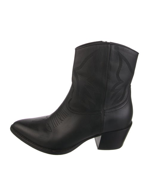 Valentino Leather Embroidered Accent Western Boots