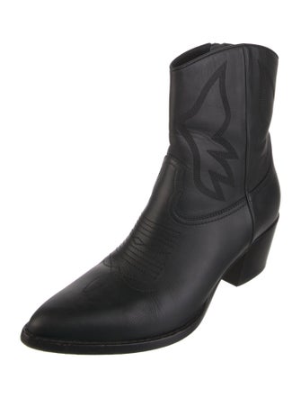 Valentino Leather Embroidered Accent Western Boots