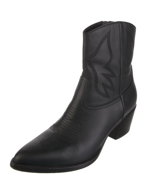 Valentino Leather Embroidered Accent Western Boots
