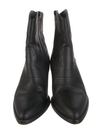 Valentino Leather Embroidered Accent Western Boots