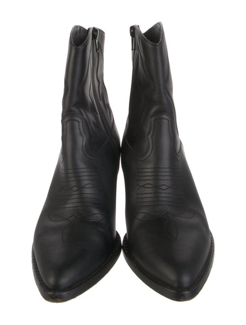 Valentino Leather Embroidered Accent Western Boots