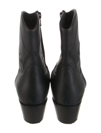 Valentino Leather Embroidered Accent Western Boots