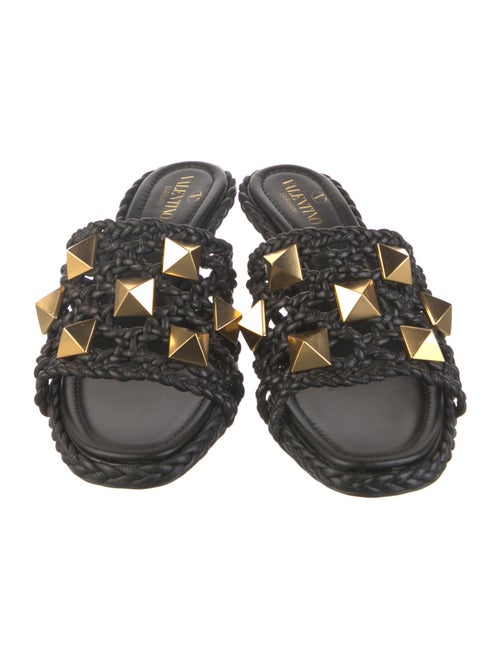 Valentino Rockstud Accents Leather Slides
