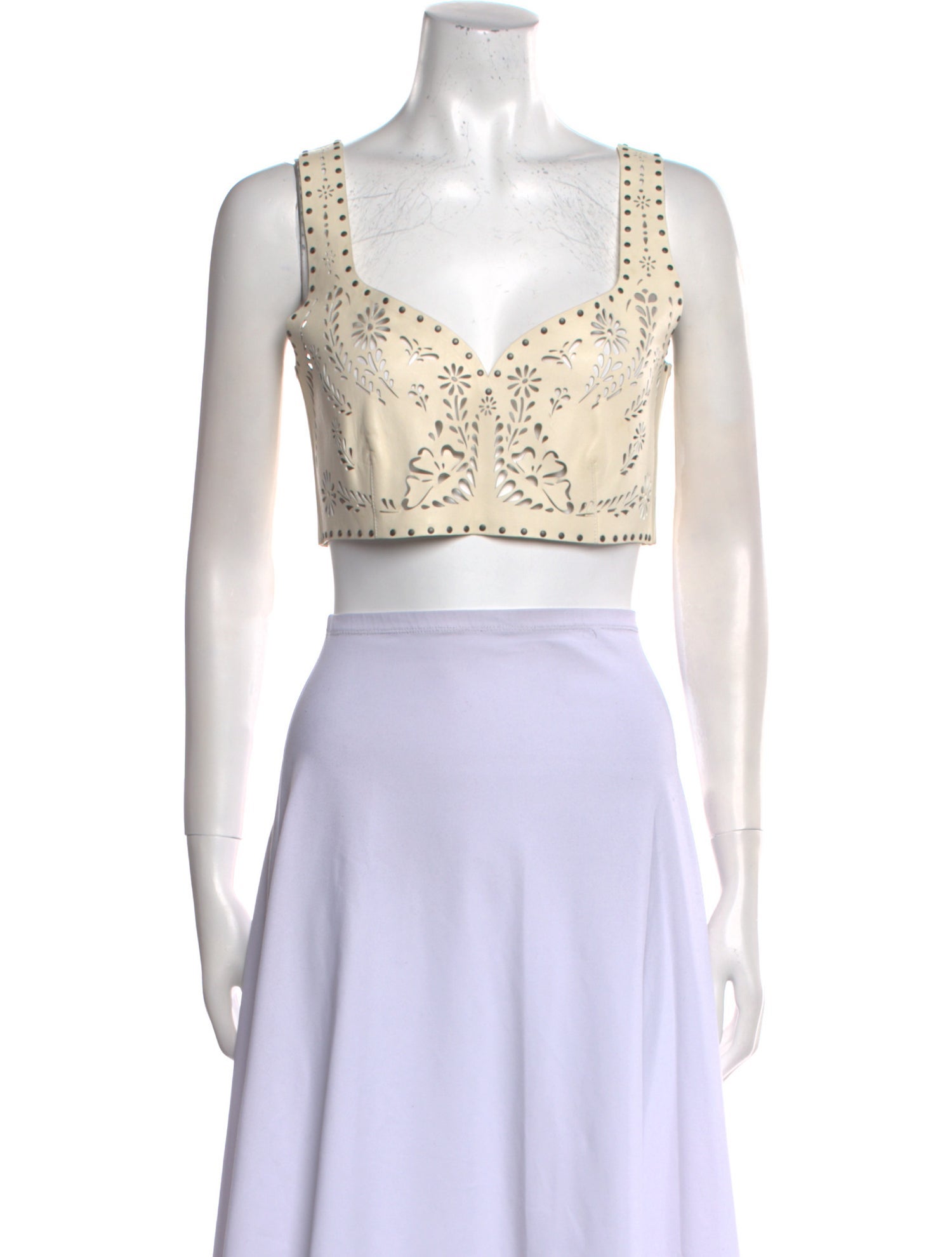 Valentino Lambskin Lace Pattern Crop Top w/ Tags