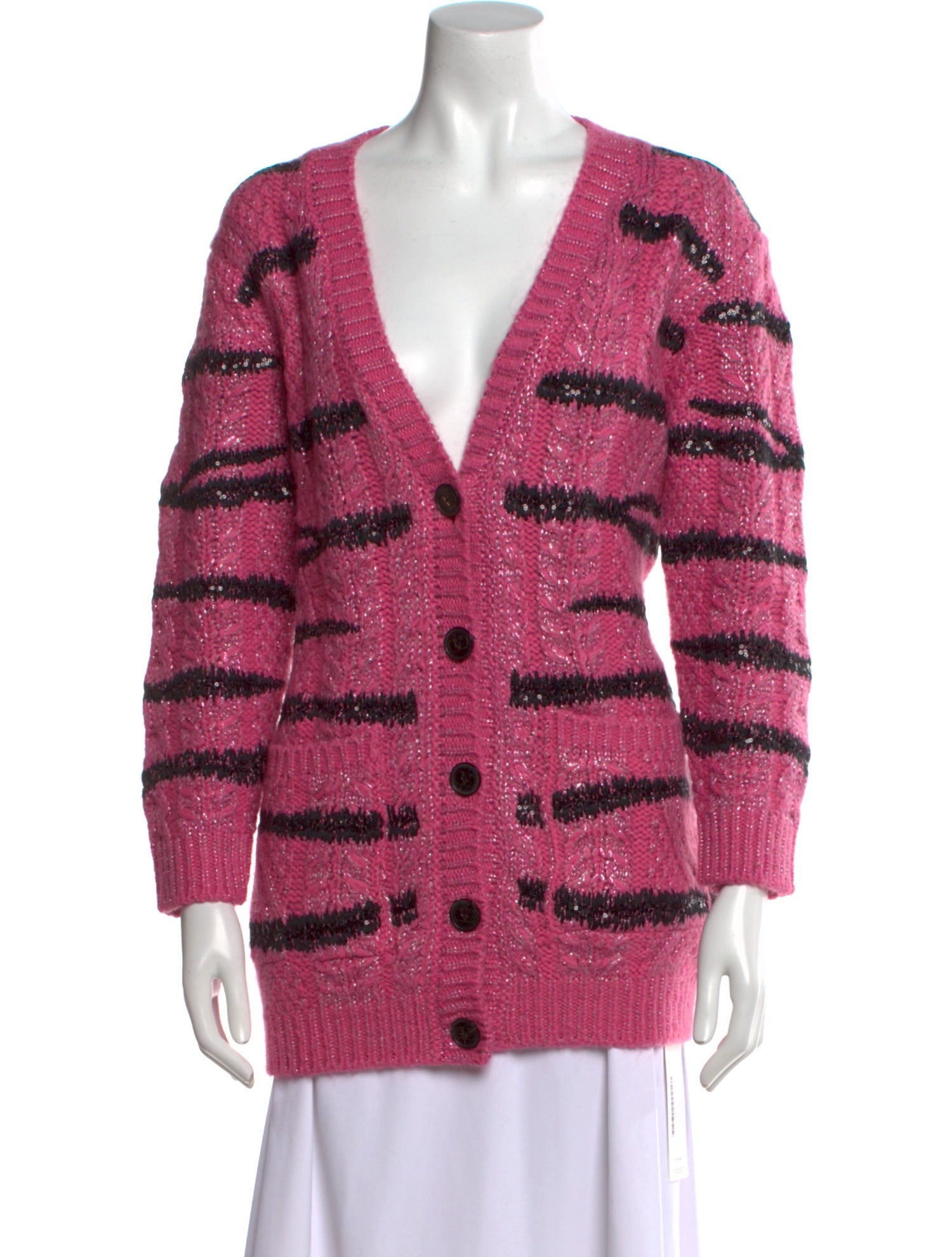 Valentino Striped V-Neck Sweater