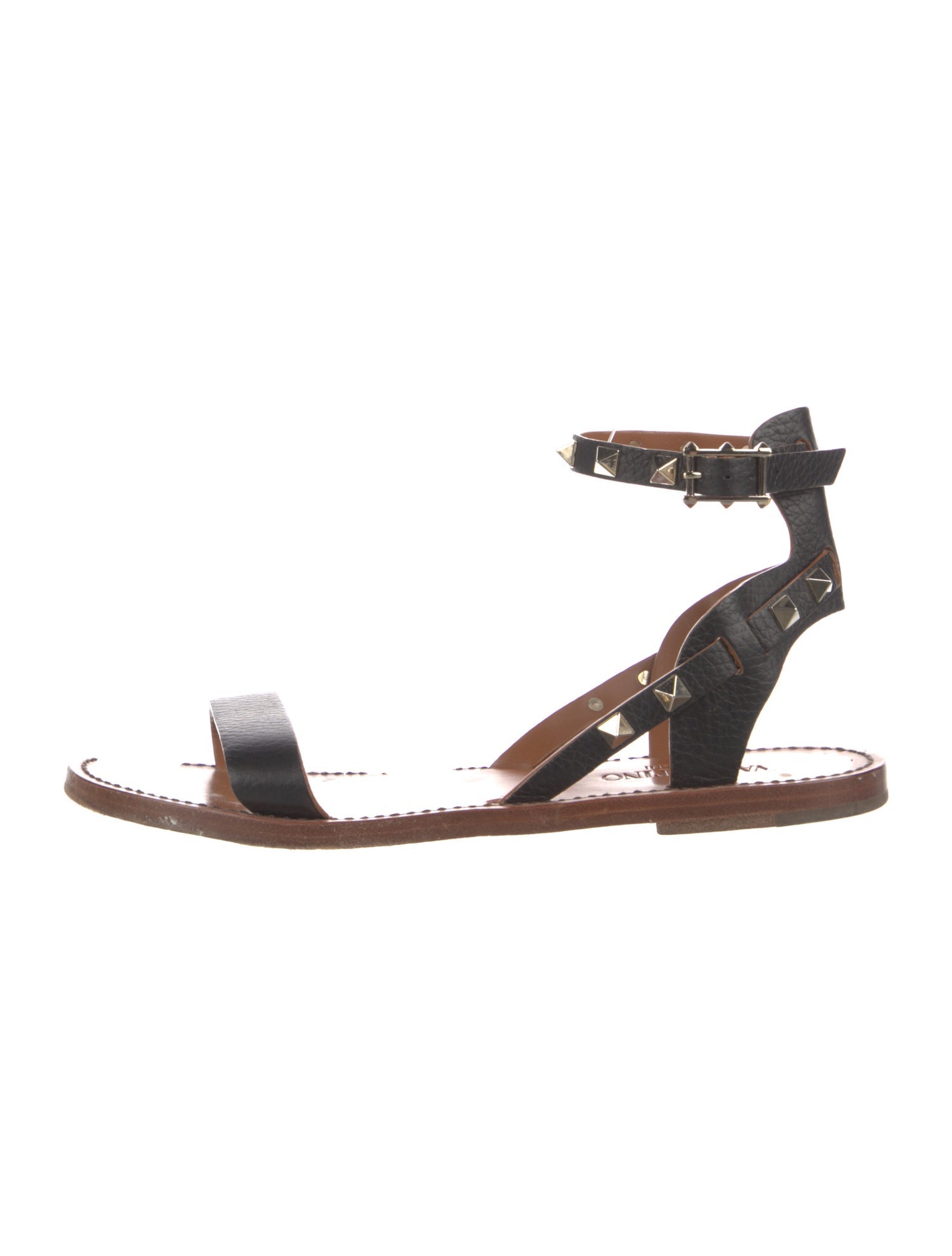 Valentino Rockstud Accents Leather Gladiator Sandals