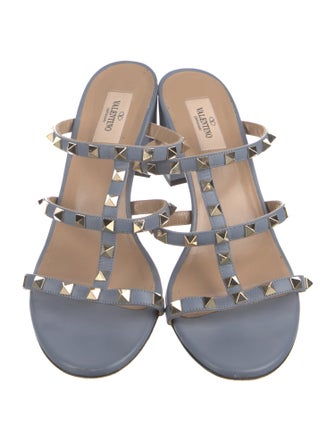 Valentino Rockstud Accents Leather Slides