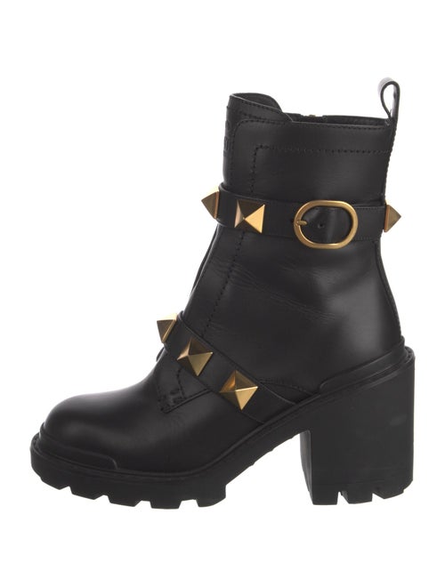Valentino Rockstud Accents Leather Combat Boots