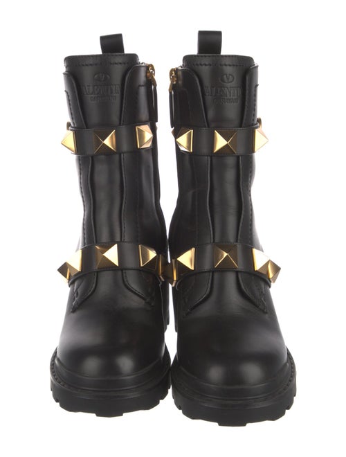 Valentino Rockstud Accents Leather Combat Boots