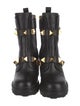 Valentino Rockstud Accents Leather Combat Boots